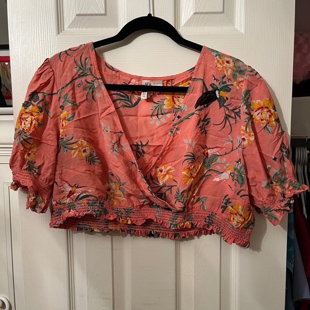 H&M Coral Floral Crop Top & Skirt Set